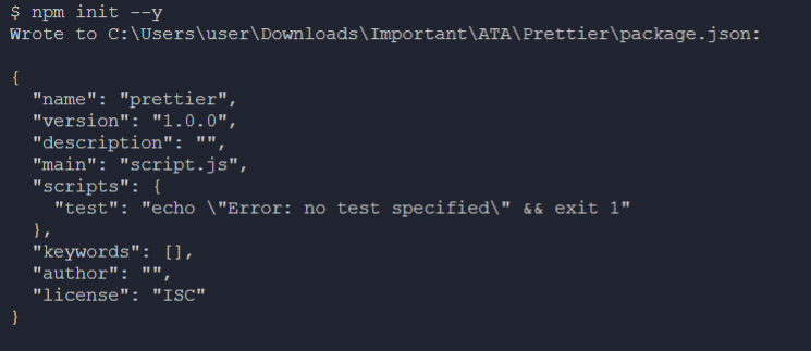 Creating a Package.json file