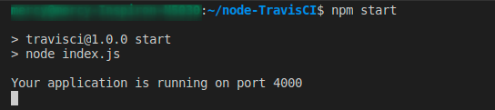 Running Node application on port 4000