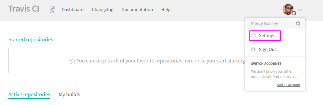 Initializing selecting GitHub repository