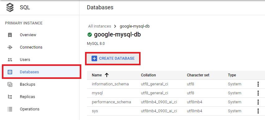 Initiating creating a new database