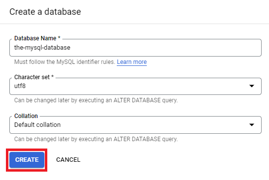 Creating the new database