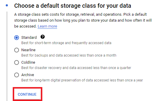 Choosing the default storage class