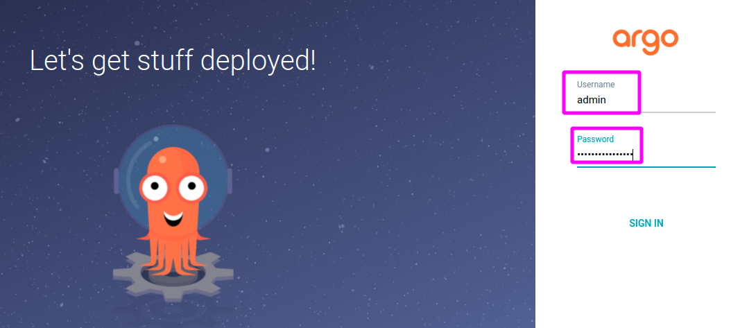 Logging into ArgoCD UI