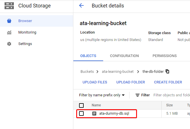 Verifying the uploaded SQL database