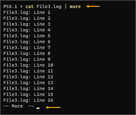 PowerShell cat pagination with more