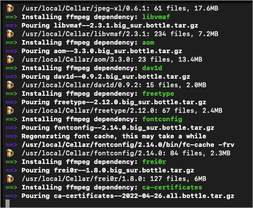Homebrew installing FFmpeg dependencies