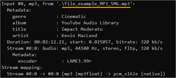 Extracting an mp3 file’s media information