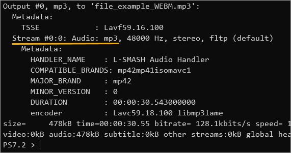 FFmpeg audio-only output stream