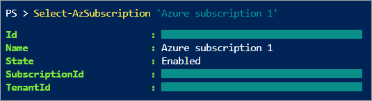 Selecting the Azure subscription