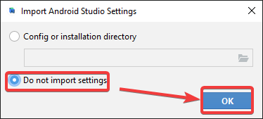 Choosing not to Import Settings