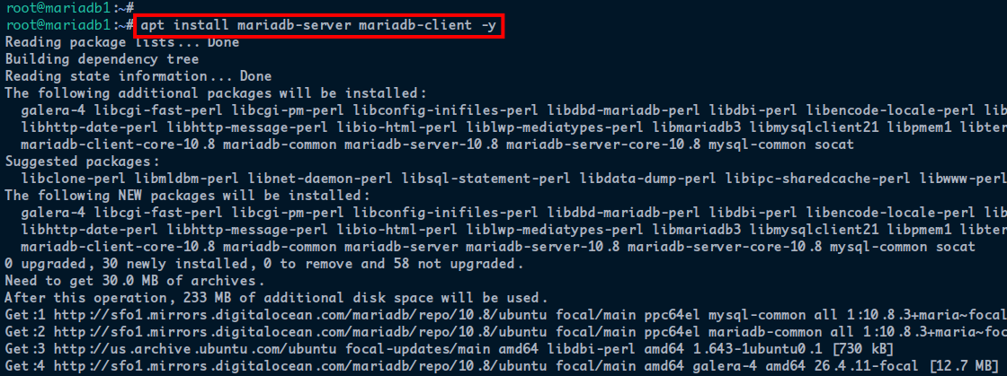 Installing the MariaDB server