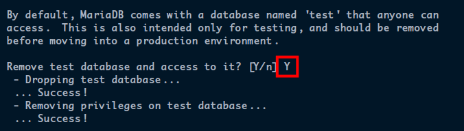 Removing the database test