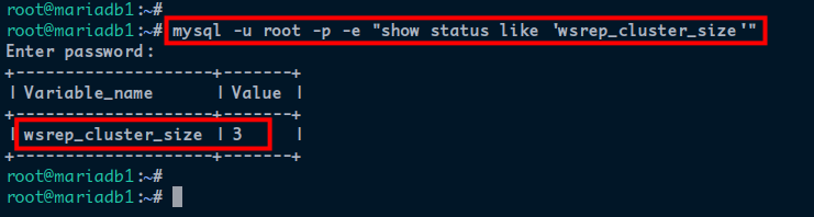 Checking MariaDB Galera Cluster size