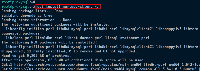 Installing the MariaDB Client package