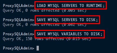 Saving and persisting changes to the ProxySQL server