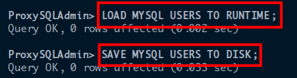 Saving changes to the ProxySQL server