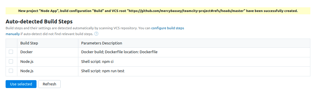 Viewing auto-detected build-steps in TeamCity