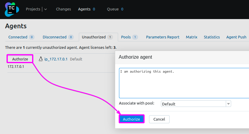 Authorizing build agent