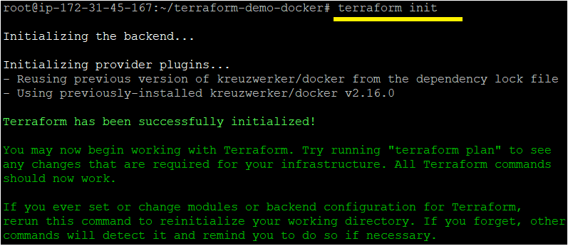 Running Terraform init command