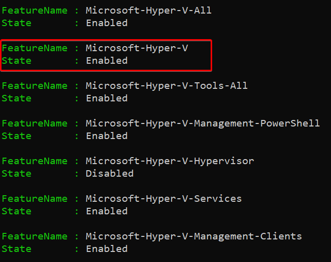 Verify the Hyper-V role is installed and enabled