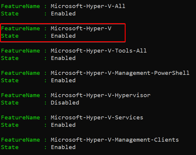 Убедитесь, что роль Hyper-V установлена ​​и включена