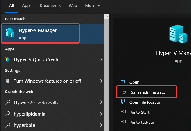 Opening Hyper-V Manager