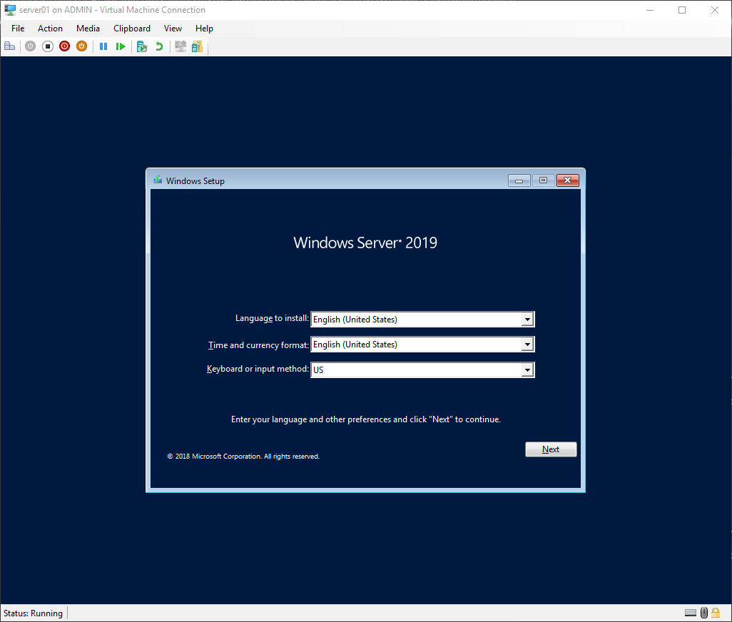 Installing OS on the VM