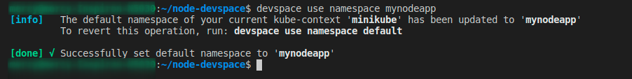 Creating a namespace with devspace