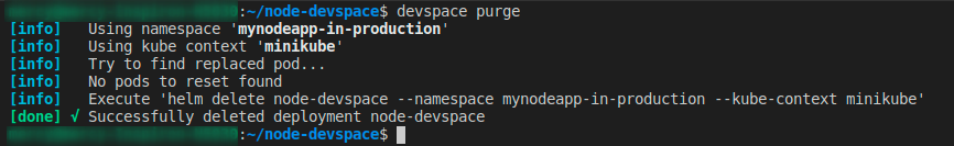 Deleting all resources created by DevSpace