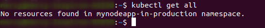 Confirming resources in mynodeapp-in-production namespace