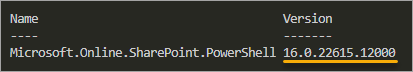 Listing the PowerShell SharePoint Online module information
