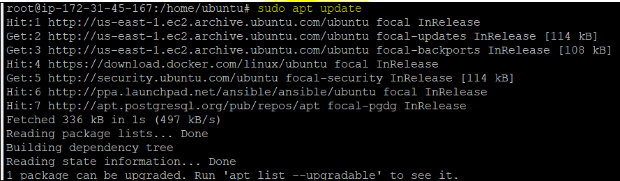 Updating the package repository on the Ubuntu Machine