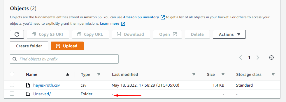 Viewing query results stored in the S3 bucket path