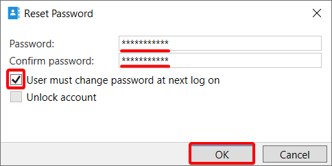Resetting the user's password