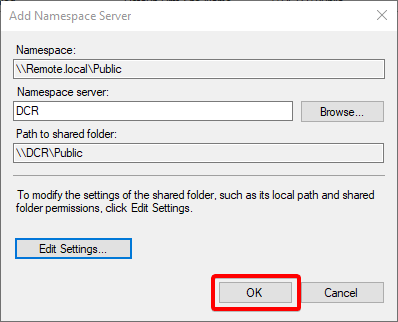 Saving the new namespace server