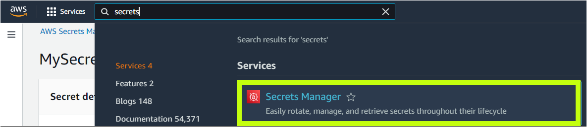 Accessing the AWS Secrets Manager service