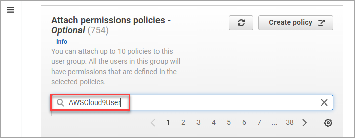 Filtering the IAM policy list