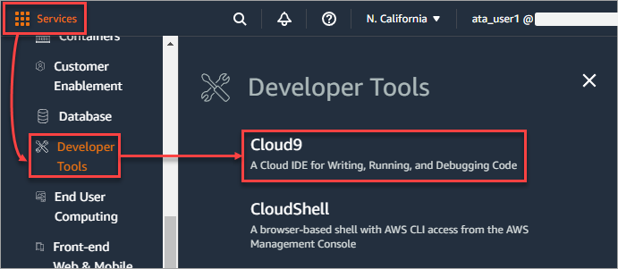 Opening AWS Cloud9