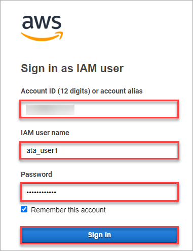 Logging in as the IAM user