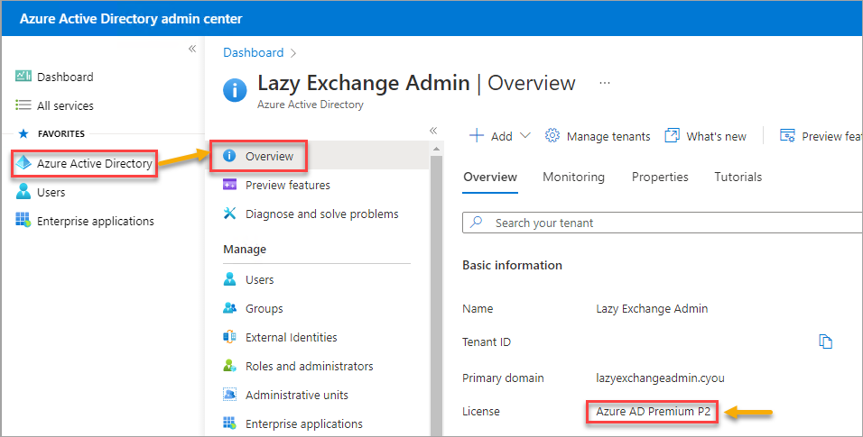 Checking for Azure AD Premium License from the AAD admin center