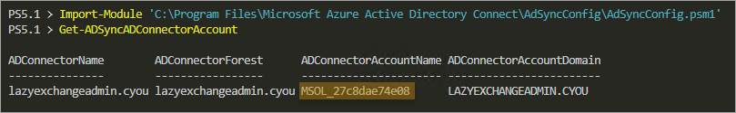 Getting the Azure AD Connector account name