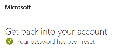 Confirming the password reset is successful