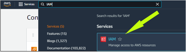 Navigating to the AWS IAM Service Page