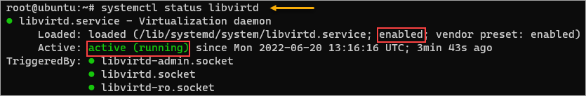 Checking the libvirtd daemon status