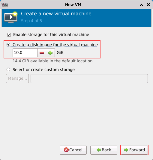 Allocating the disk space for your VM