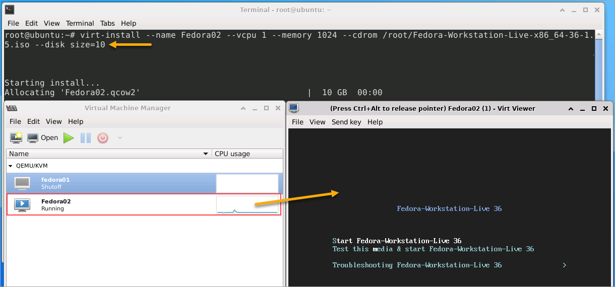 Running virt-install on Ubuntu with a desktop environment