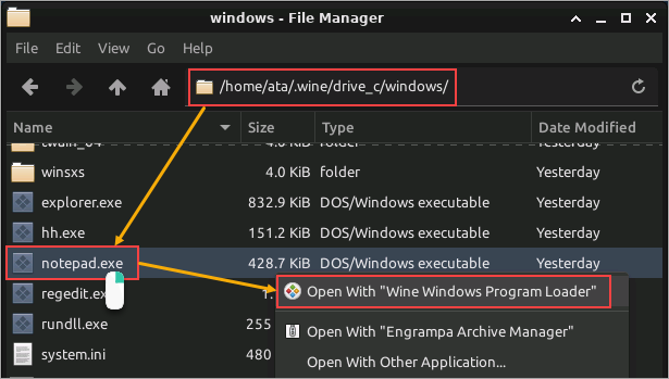 Starting a Windows program in the File Manager