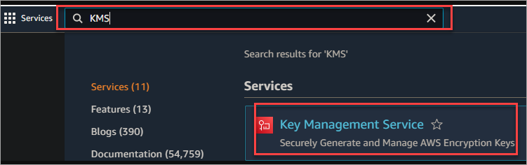 Opening the KMS console