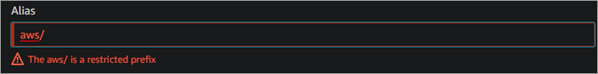 Getting the aws/ is a restricted prefix error.