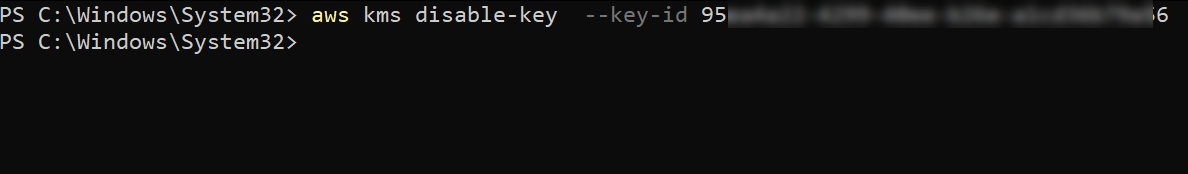 Disabling a KMS key.